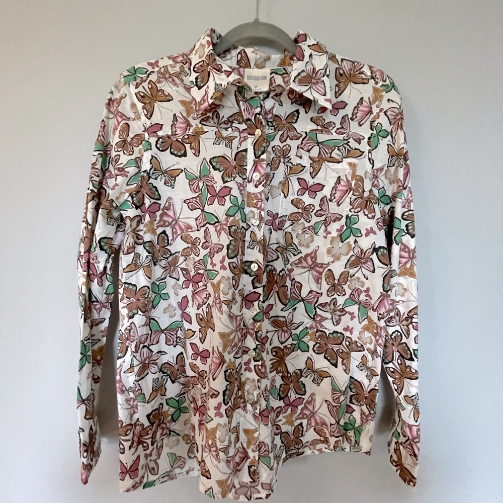 Butterfly Print Button Down Shirt!